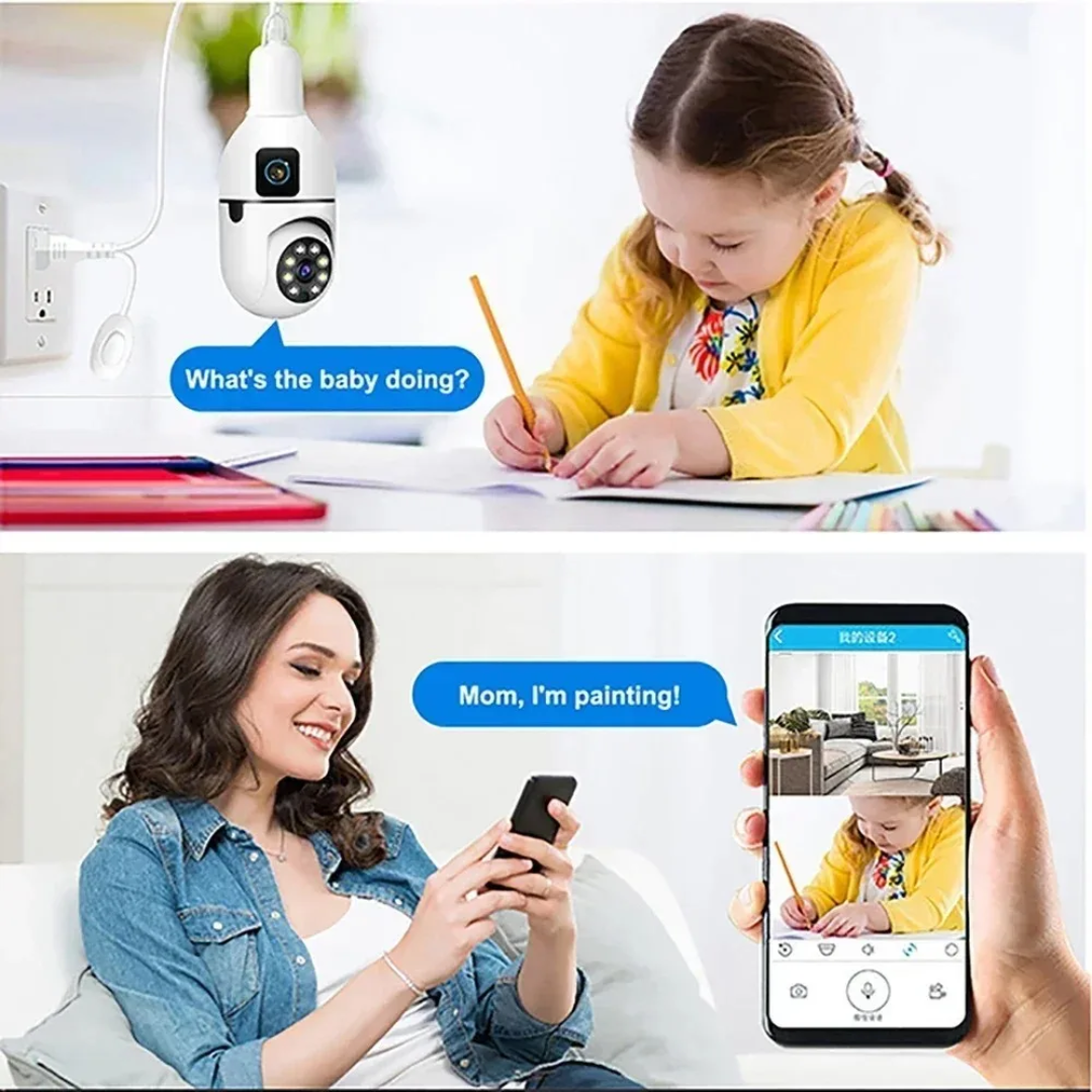 Caméra de surveillance  double objectif ampoule